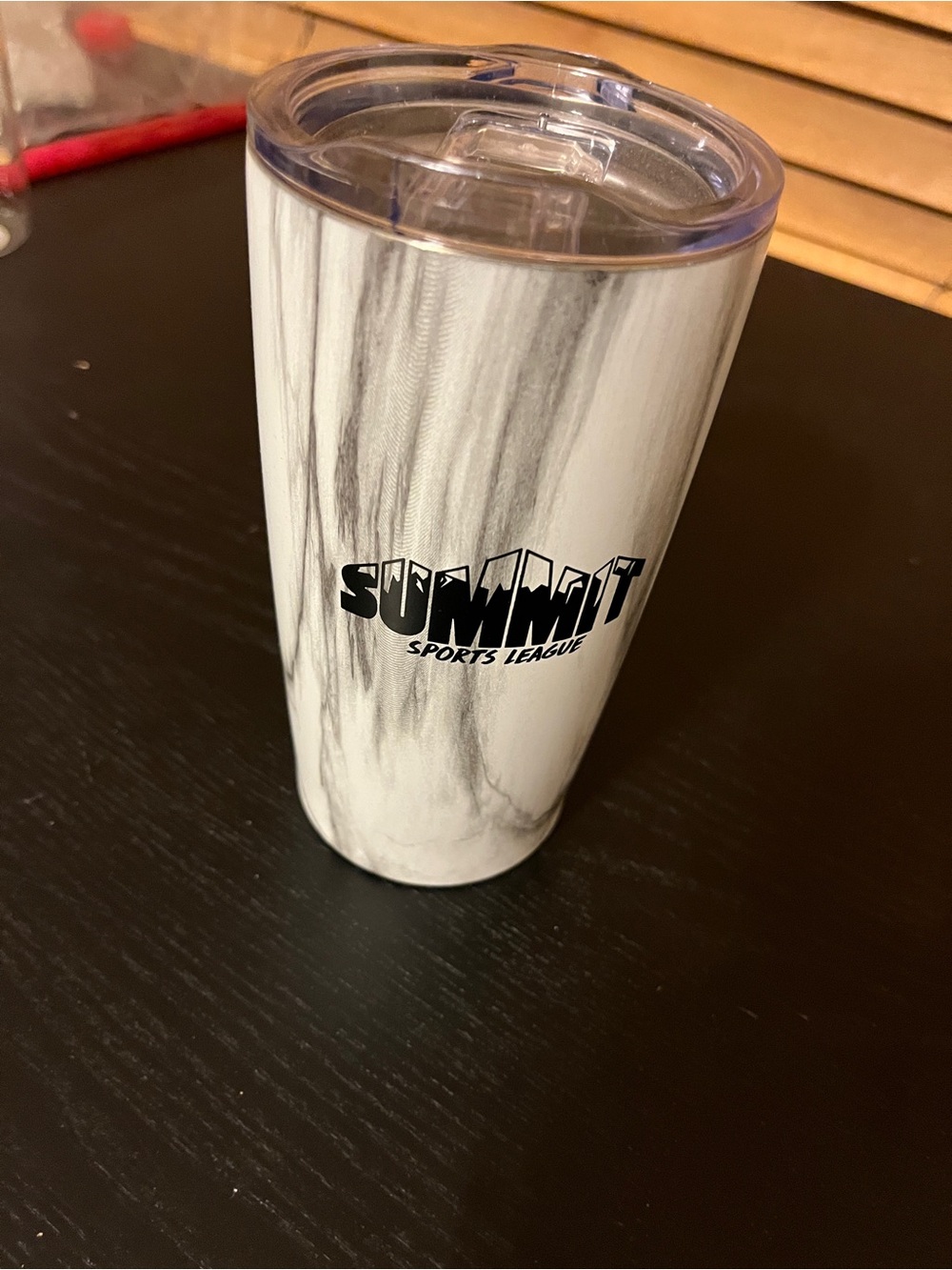 Summit Sports League White Marble Travel Tumbler 7 Inch Stainless Mug Lid